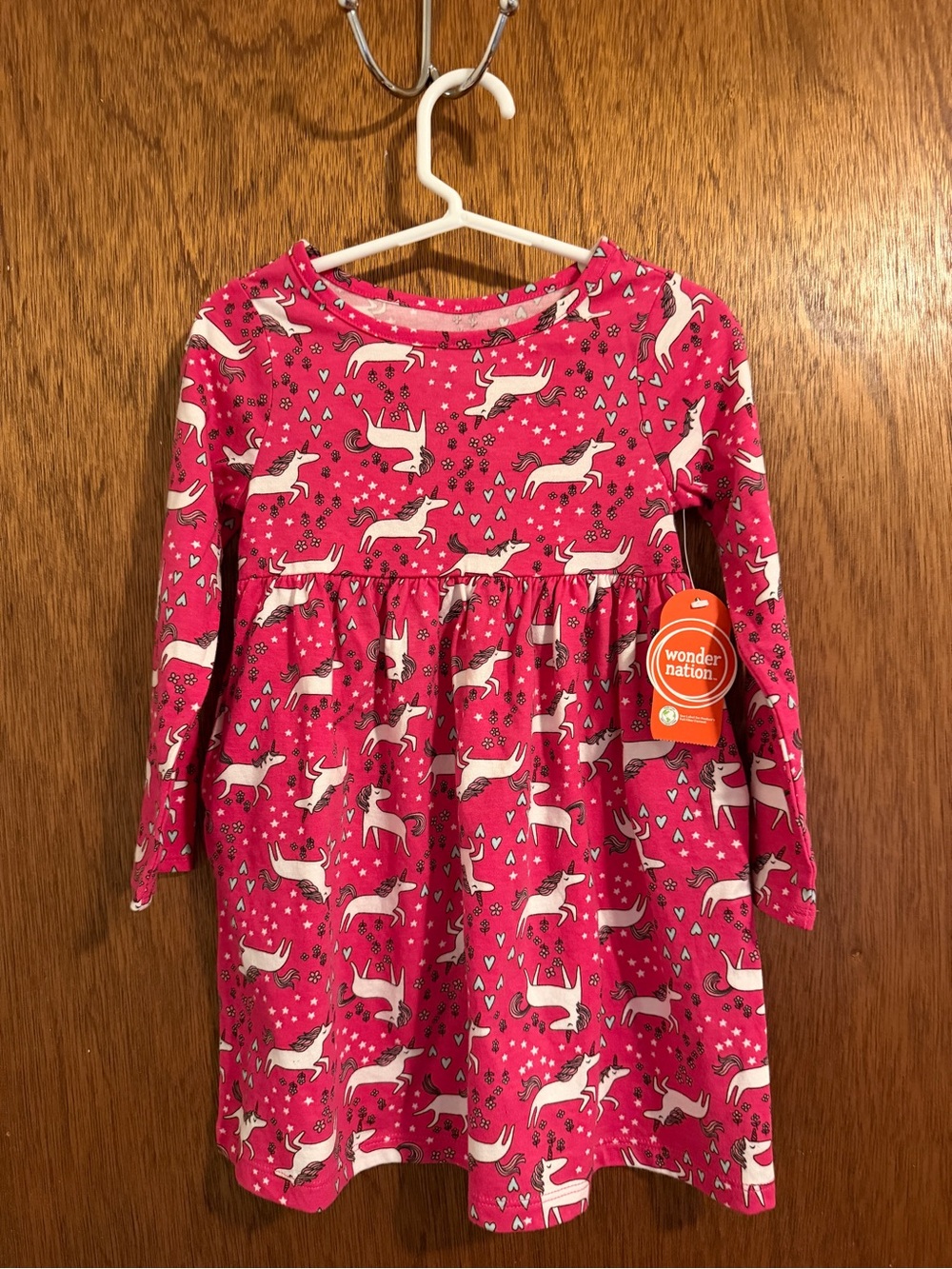 wonder nation Hot Pink Unicorn Print Long Sleeve Casual Dress